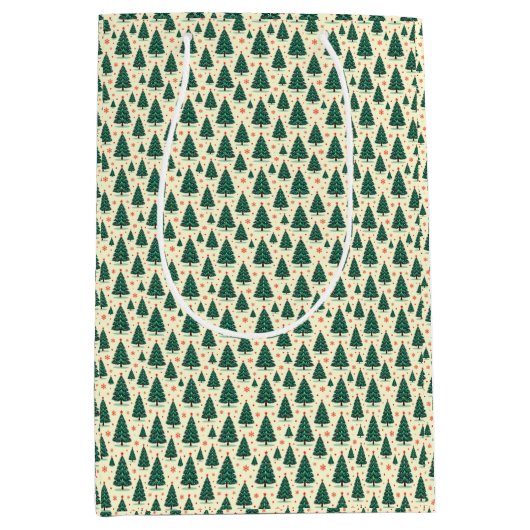 Trees and Snowflakes ミディアムペーパーバッグ (正面)