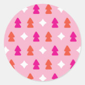 Trees and Twinkles Orange and Pink Sticker ラウンドシール (正面)