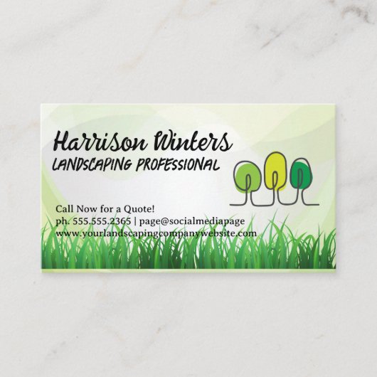 Trees Doodles Logo | Grass | Landscaping  名刺 (正面)