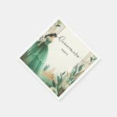 Trees Gold Mint Glam Emerald Green Quinceanera スタンダードカクテルナプキン (角)
