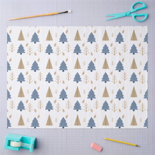 Trees in Blue and Gold 薄葉紙 (クラフト)