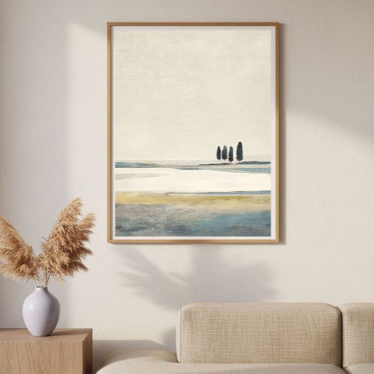 Trees in Open Field Minimal Abstract Landscape ポスター