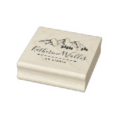 Trees & Mountains Elegant Script カスタムネームブック ラバースタンプ (スタンプ)