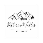 Trees & Mountains Elegant Script カスタムネームブック ラバースタンプ (インプリント)