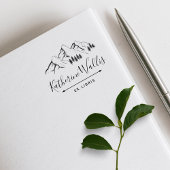 Trees & Mountains Elegant Script Custom Name Book ラバースタンプ