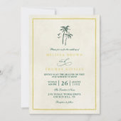 Trees Palm Coastal Drift Beach QR Code Wedding 招待状 (正面)
