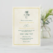 Trees Palm Coastal Drift Beach QR Code Wedding 招待状 (スタンド正面)