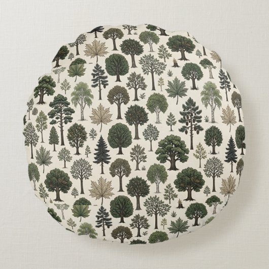 Trees Pattern ラウンドクッション (正面)
