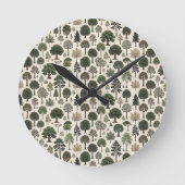 Trees Pattern ラウンド壁時計 (正面)