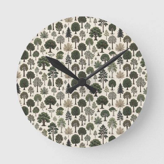 Trees Pattern ラウンド壁時計 (正面)