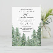 Trees Pine Forest Rustic Elegant QR Code Wedding 招待状 (スタンド正面)