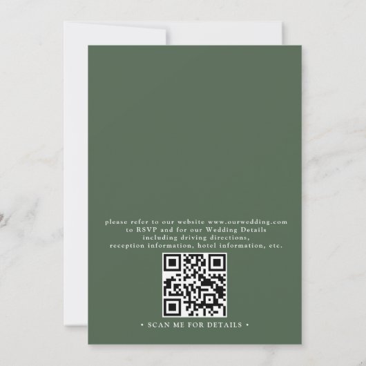 Trees Pine Forest Rustic Elegant QR Code Wedding 招待状 (裏面)