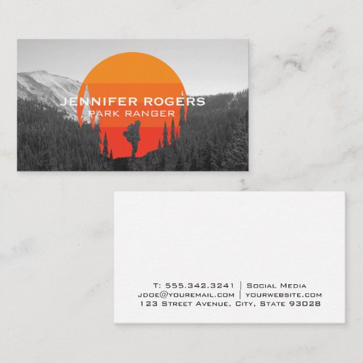 Trees Sun Logo | Outdoors | Camping 名刺 (正面/裏面)