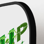 Trees up spirits high christmas holiday graphic ピックルボールラケット (左詳細)