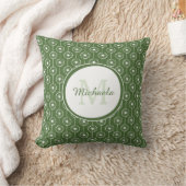 Treetopかわいらし緑の名前モノグラムのハートドット クッション (ブランケット)