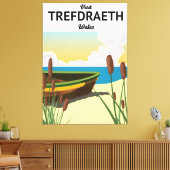 Trefdraeth海辺の旅行ポスター キャンバスプリント (インサイチュ (リビング))