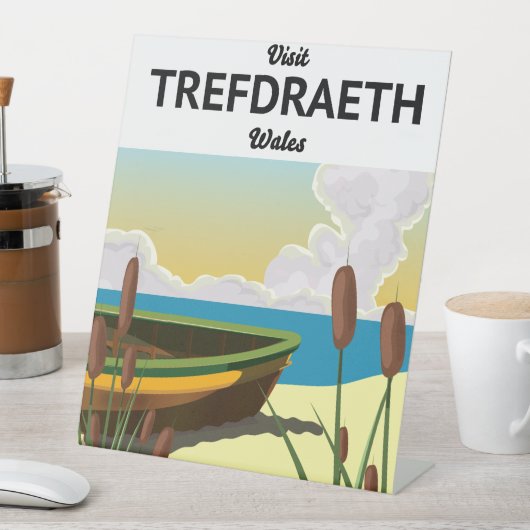 Trefdraeth海辺の旅行ポスター 台座サイン (インサイチュ)