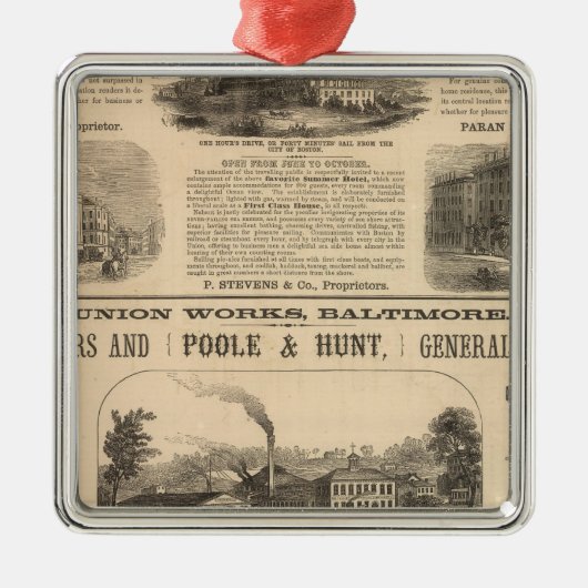 Tremontの家、ボストンホテルのNahantの家 メタルオーナメント (正面)