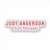 Trend Bright Red Professional Plain Modern Elegant シール (正面)