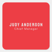 Trend Bright Red Professional Plain Modern Elegant スクエアシール (正面)