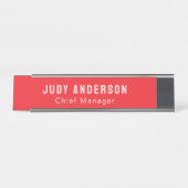 Trend Bright Red Professional Plain Modern Elegant デスクネームプレート (正面)