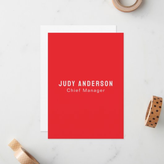Trend Bright Red Professional Plain Modern Elegant ノートカード (正面/裏面インサイチュ)