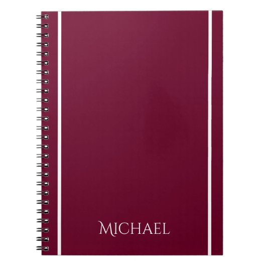 Trend Color - Dark Burgundy Name Notebook ノートブック (正面)