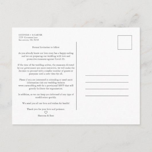 Trend Initials Chic Ornament Sophisticated Wedding 案内ポストカード (裏面)