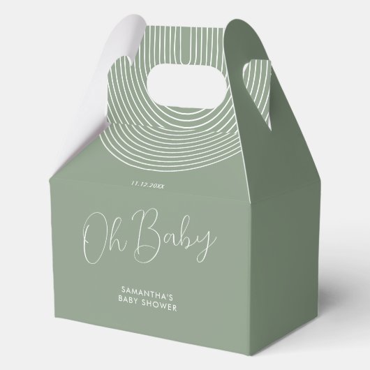 Trend Sage Green Baby Shower Script フェイバーボックス (正面)