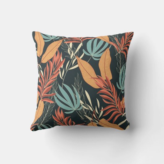 Trend seamless tropical pattern with bright yellow クッション (裏面)