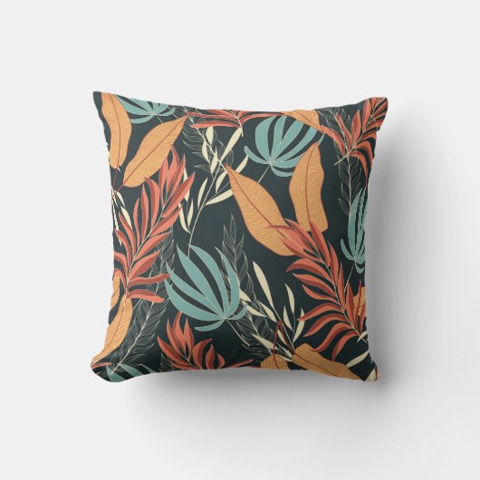 Trend seamless tropical pattern with bright yellow クッション (正面)