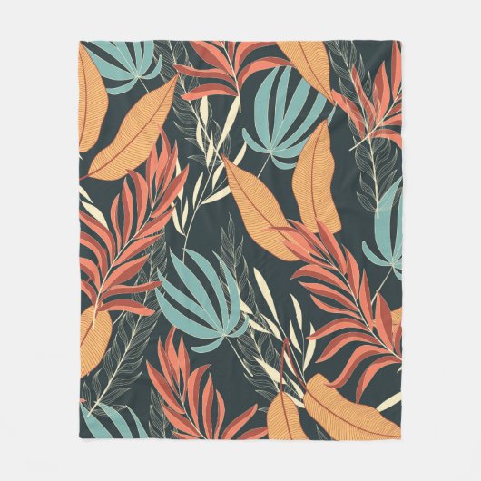 Trend seamless tropical pattern with bright yellow フリースブランケット (正面)