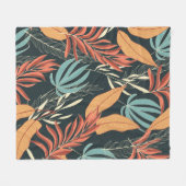 Trend seamless tropical pattern with bright yellow フリースブランケット (正面(横))