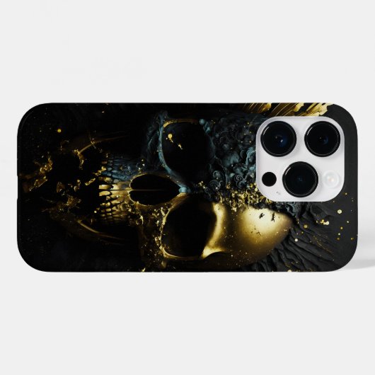 Trendiger Gothik Totenkopf in schwarz gold Design Case-Mate iPhoneケース (裏面 (横))