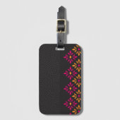 Trending Black & Colourful floral Luggage Tag ラゲッジタグ (正面縦)