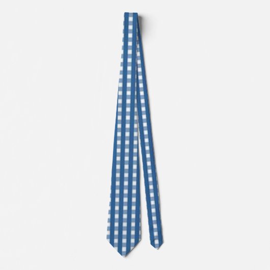 「Trending Blue and White Gingham Check」ネックタイ ネクタイ (正面)