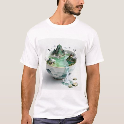 Trending Chinese Landscape in a Bowl | Serene Gree Tシャツ (正面)