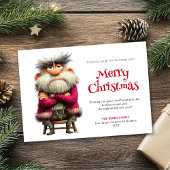 Trending funny grumpy Santa editable greeting card シーズンカード