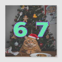 Trending Funny Six Seven Christmas Cat 