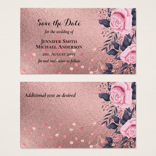 TRENDING ROSEGOLDの結婚ピンクのネイビーメタリック (正面&裏面)