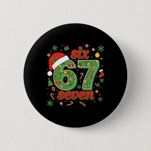 Trending Six Seven Meme Christmas 67 Xmas Men Wome 缶バッジ (正面)