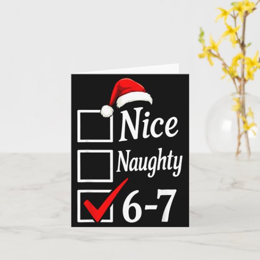 Trendy 6-7 Meme Nice Naughty 67 Christmas Funny Gr カード (黄色い花)