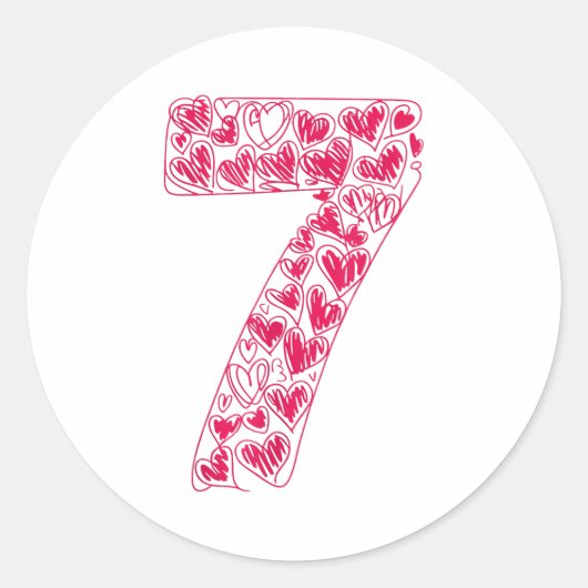 Trendy 6 7 Viral Sketch Heart 67 Cute Valentine Ma ラウンドシール (正面)