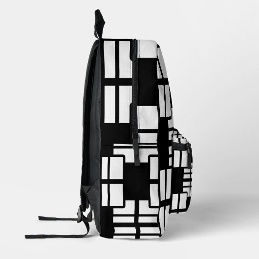 Trendy Abstract Black & White Pattern プリントバックパック (左)