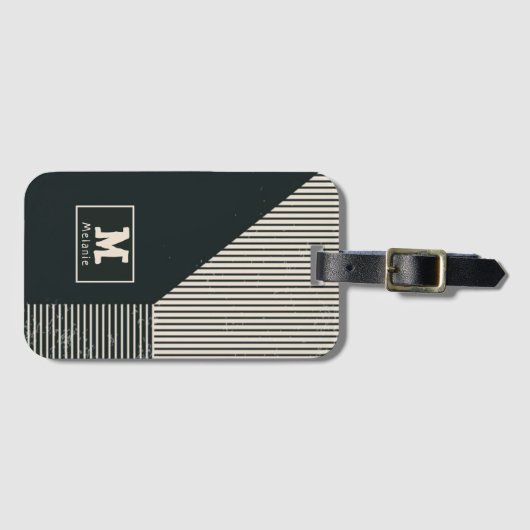 Trendy abstract minimalist artistic lines Monogram ラゲッジタグ (正面横)