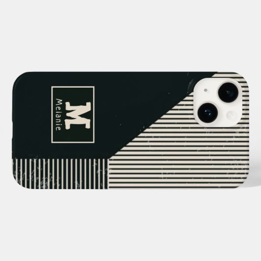 Trendy abstract minimalist artistic lines Monogram Case-Mate iPhoneケース (裏面 (横))