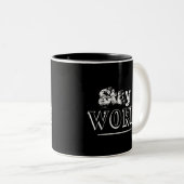 Trendy Activist Stay Woke Black and White ツートーンマグカップ (正面右)