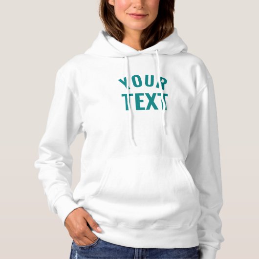 Trendy Add Text or Name Template Womens Teal White パーカ (正面)