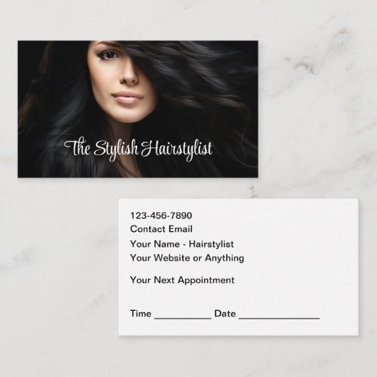 Trendy Affordable Hairstylist Appointment Cards 名刺 (正面/裏面)