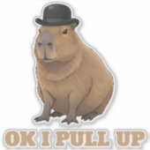Trendy and funny Capybara meme design シール (正面)